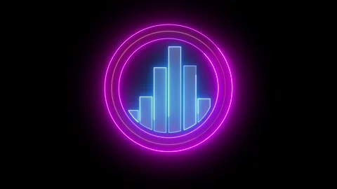 Neon Glow: Business Graph Chart Icon Animation for Financial Insights. Stock Footage 286145091