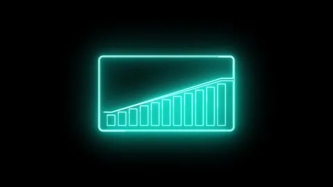 Neon Glow: Business Graph Chart Icon Animation for Financial Insights. Stock Footage 286145436