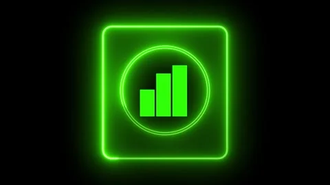 Neon Glow: Business Graph Chart Icon Animation for Financial Insights. Stock Footage 286145612