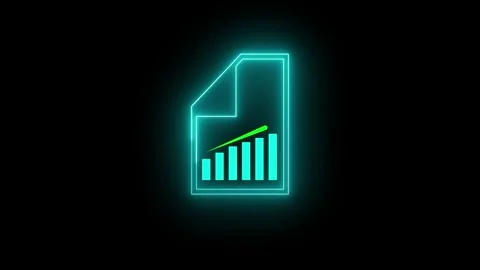 Neon Glow: Business Graph Chart Icon Animation for Financial Insights on a page. Stock Footage 286145634
