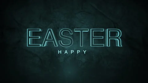 Neon glow celebrating Easter with vibrant blue lights on a dark grungy Vídeo Stock 267018301