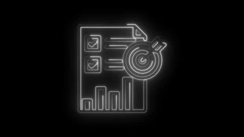 Neon Glow Checklist Target Chart Icon Animation Success Goals Strategy Planning Stock Footage 333957504