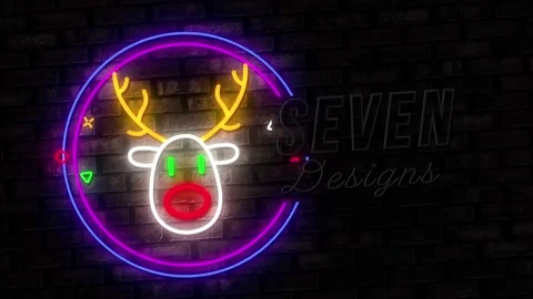 Neon Glow Christmas Sign Stock After Effects