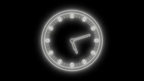 Neon glow Classic Timepiece Countdown Animation with Smooth Motion Graphics Stock Footage 337022468