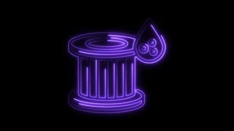 Neon glow of column and water drop shape isolated on black background render Stock Footage 309915437
