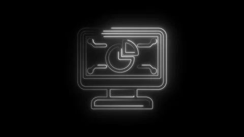 Neon glow computer screen displaying pie chart graph analytics data 스톡 동영상 333953992
