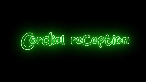 Neon Glow 'Cordial Reception' Text Animation – Dynamic Weather Visual. Stock Footage 282576993