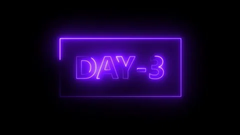 Neon Glow Day 3 Countdown Digital Display Futuristic Technology Background .. Stock-Footage 338371722