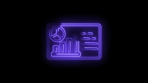 Neon glow digital dashboard interface with bar charts pie chart and data li.. Stock Footage 346104054