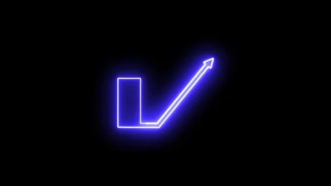 Neon Glow: Dynamic Business Arrow Chart Icon Animation – Growth &amp; Success. Stock Footage 286145449