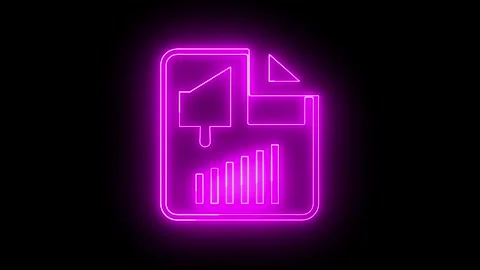 Neon Glow: Dynamic Business Graph Chart Icon Animation on a page. Stock Footage 286145474