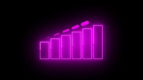 Neon Glow: Dynamic Business Graph Chart Icon Animation for Financial Insights. Stock Footage 286145636