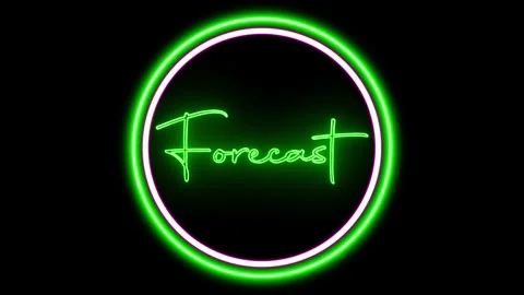 Neon Glow 'Forecast' Text Icon Animation with Circle Design Stock Footage 282577173