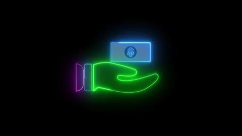 Neon Glow: Hand with Dollar Icon Animation – 4K Motion. Stock Footage 286145109