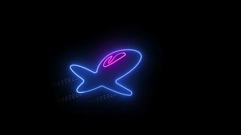 Neon Glow: Helicopter Icon Moving  Animation – Dynamic Aviation Visual 4K. Stock Footage 282576733