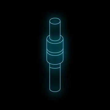 Neon glow icon of car engine piston, isometric view Stock Illustration