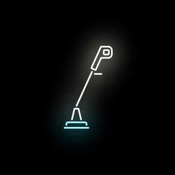 Neon glow icon showing a string trimmer Stock Illustration