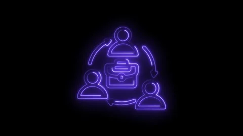 Neon glow icon symbolizing teamwork collaboration and business partnership .. Stock Footage 346140235