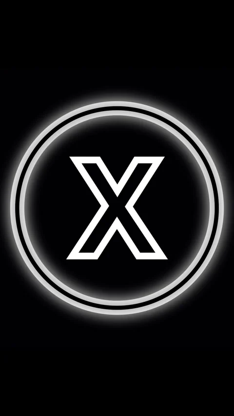 Neon glow letter X inside double circle on black background. Letter X alpha.. Stock Footage 344843941