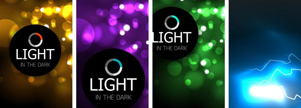 Neon glow light lightning concept posters. Vector illustration For Wallpaper Stock Illustration