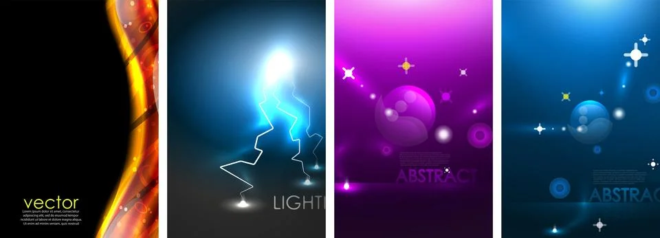 Neon glow light lightning concept posters. Vector illustration For Wallpaper Stock Illustration