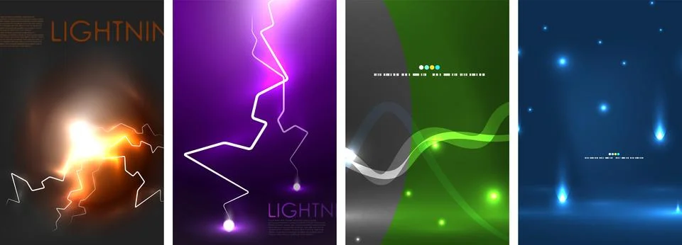 Neon glow light lightning concept posters. Vector illustration For Wallpaper Stock Illustration