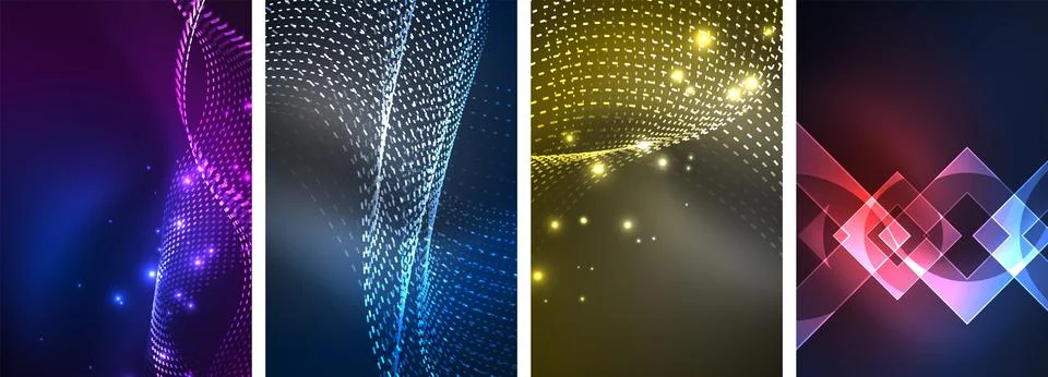 Neon glow light lightning concept posters. Vector illustration For Wallpaper Stock Illustration