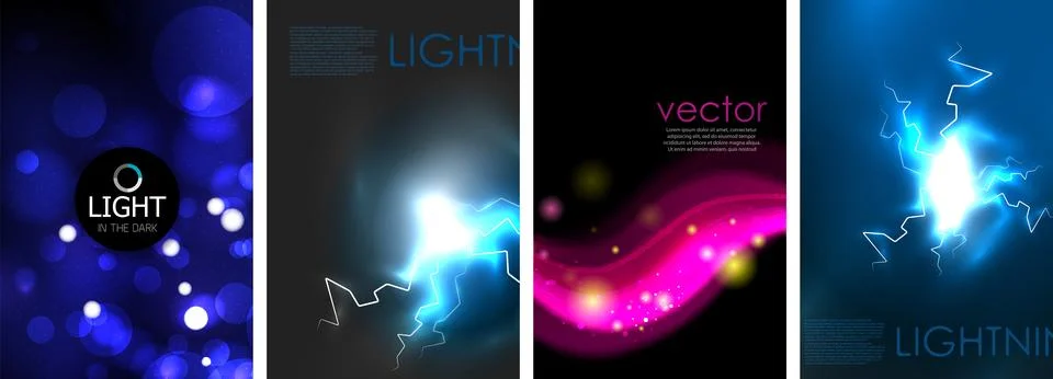 Neon glow light lightning concept posters. Vector illustration For Wallpaper Stock Illustration