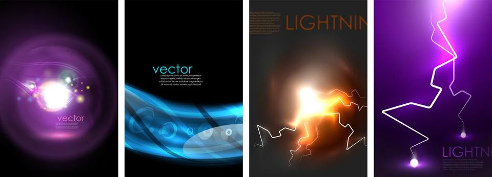 Neon glow light lightning concept posters. Vector illustration For Wallpaper Stock Illustration