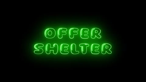 Neon Glow: Offer Shelter Text Animation with Dynamic Line Effect. Stock Footage 286145292