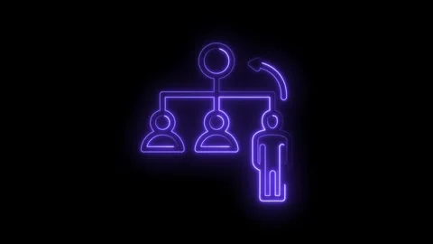 Neon glow organizational chart hierarchy structure with arrow showing upwar.. Stock Footage 346140880