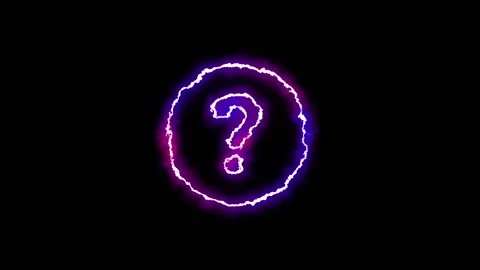Neon glow Question mark animation on black background Stock Footage 303046402