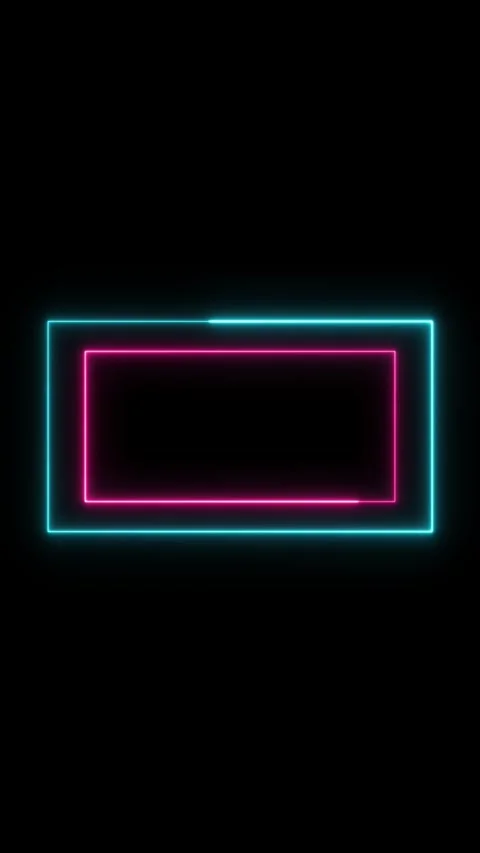 Neon glow rectangles floating against dark background shines. Neon rectangl.. Stock Footage 346047654