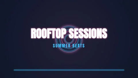 Neon glow rooftop sessions graphic intro for music, party, and event promotio Stock-Footage 336880038