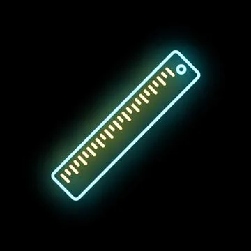 Neon glow ruler measuring tool icon concept Stock Illustration