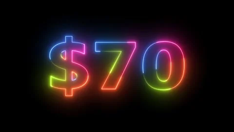 Neon glow seventy dollar sign animation Vidéo 330512853