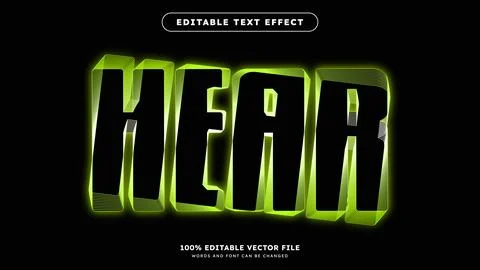 Neon Glow Shake Editable Text Effect Vector Template Stock Illustration