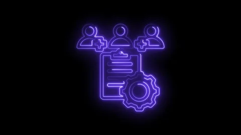 Neon Glow Teamwork Management Process Gear Icon Animation Abstract Background Stock Footage 333957733