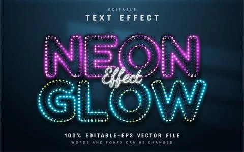 Neon glow text effect editable Illustrazione stock