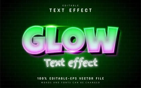 Neon glow text effect with gradient Illustrazione stock