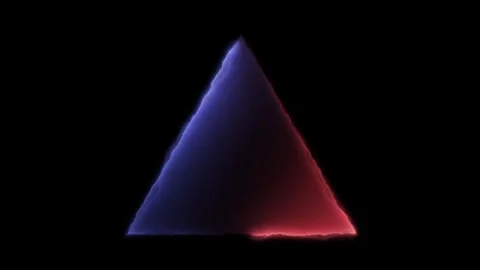 Neon Glow Triangle Frame Loop with Red and Blue Energy Stock Footage 332654801