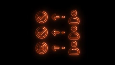 Neon glow user flow chart animation displaying approval rejection and forwa.. Stock Footage 308999170
