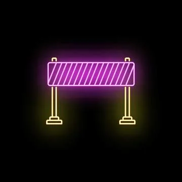 Neon glow warning road barrier construction concept Ilustración de archivo