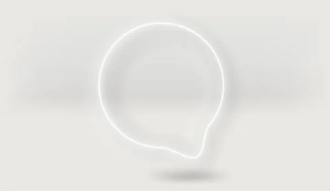 Neon glow white speech bubble on white background. 3d vector mockup Illustrazione stock