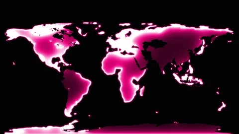 Neon glow world map 4k Stock Footage 287057333