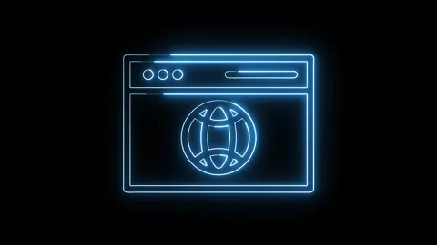 Neon glow world wide web browser window animation on black background Stock Footage 308193089