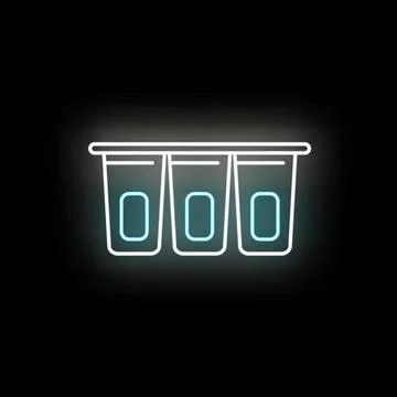 Neon glow yogurt cups packaging product icon Stock Illustration
