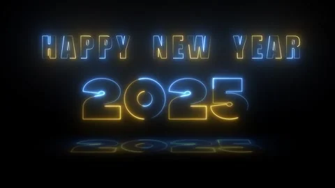Neon glowing 2025 animation. Stock Footage 294963277
