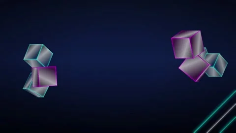 Neon glowing 3D cubes seamless loop motion background Stock Footage 345182932