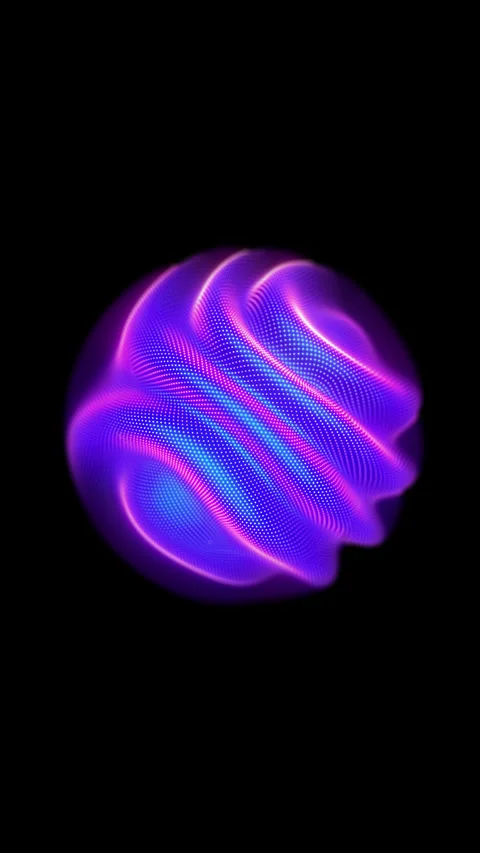 Neon glowing 3D sphere with moving waving pixelated surface Stock Footage 252569972